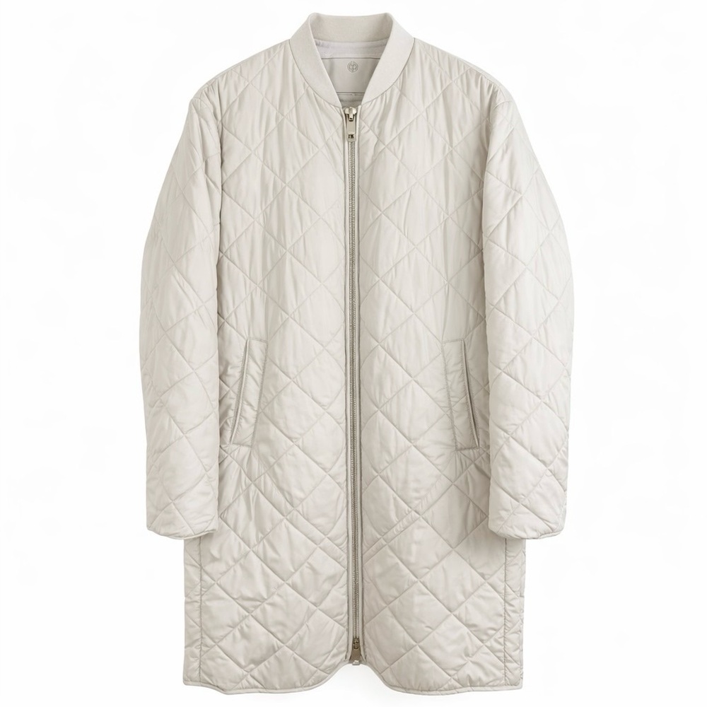 Massimo Dutti Longline Quilted Jacket Cream Sz S